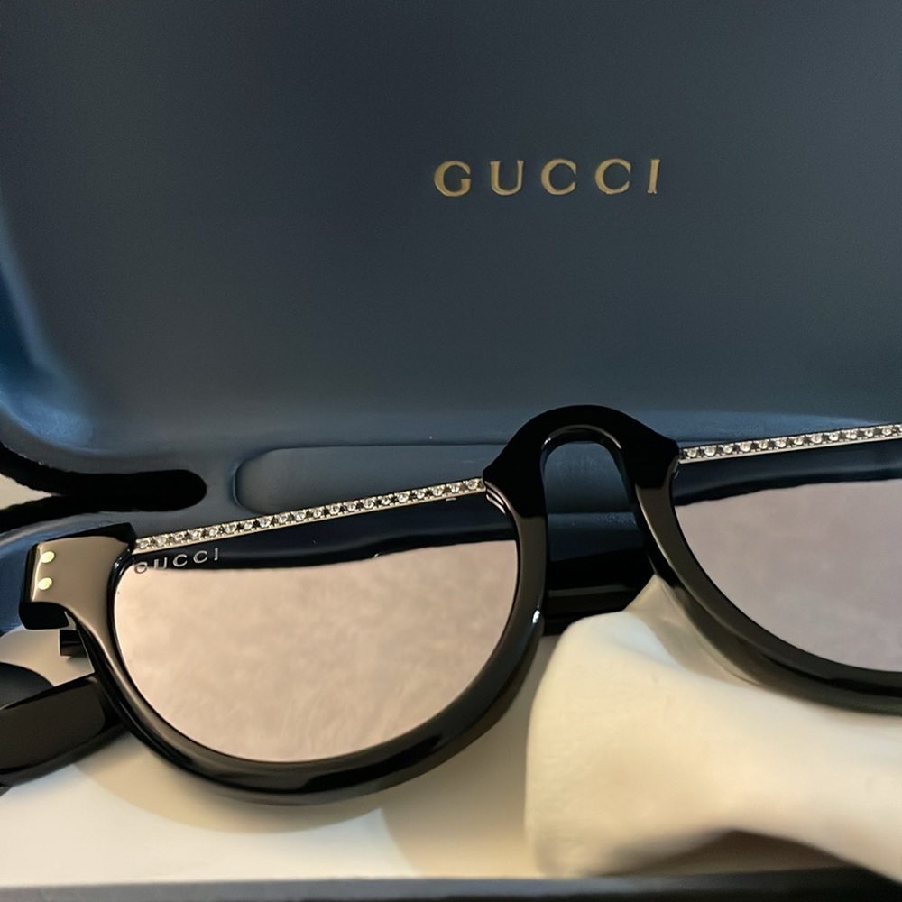 NEW GUCCI GG1368S 001 half SUNGLASSES with rhinestones and case rare style